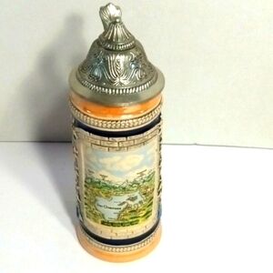 Gertz Clasic Collectable Ceramic Beer Stein with Silver Lid